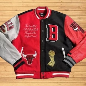 Handmade Chicago Varsity Jacket – Wool & Leather Sleeves Bull Fans Jacket For Mens
