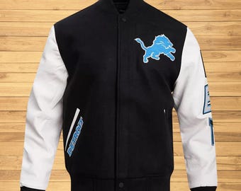 Ręcznie robiona męska kurtka Beverly Hills Axel Foley Cop Det-roit Lion Triple Black Rib Wool Varsity Jacket dla mężczyzn