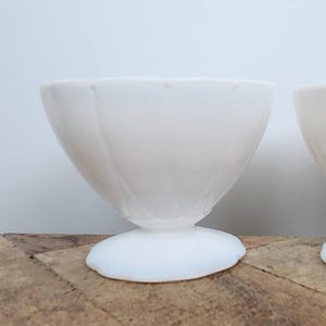Set of 2 Vintage Milk Glass Pedestal Dessert Cups