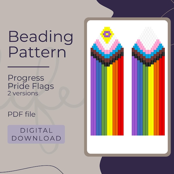 Wzór na kolczyki z koralikami: Flagi Progress Pride, 2 wersje! (Natychmiastowe pobranie pliku PDF) – Łatwe koralikowanie DIY