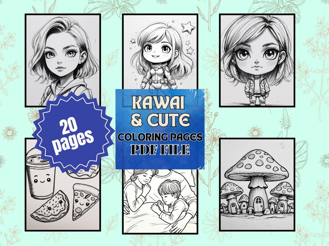 Kawaii Doodle Coloring Pages | Cute Aesthetic| 20 Fun Printable Sheets ...