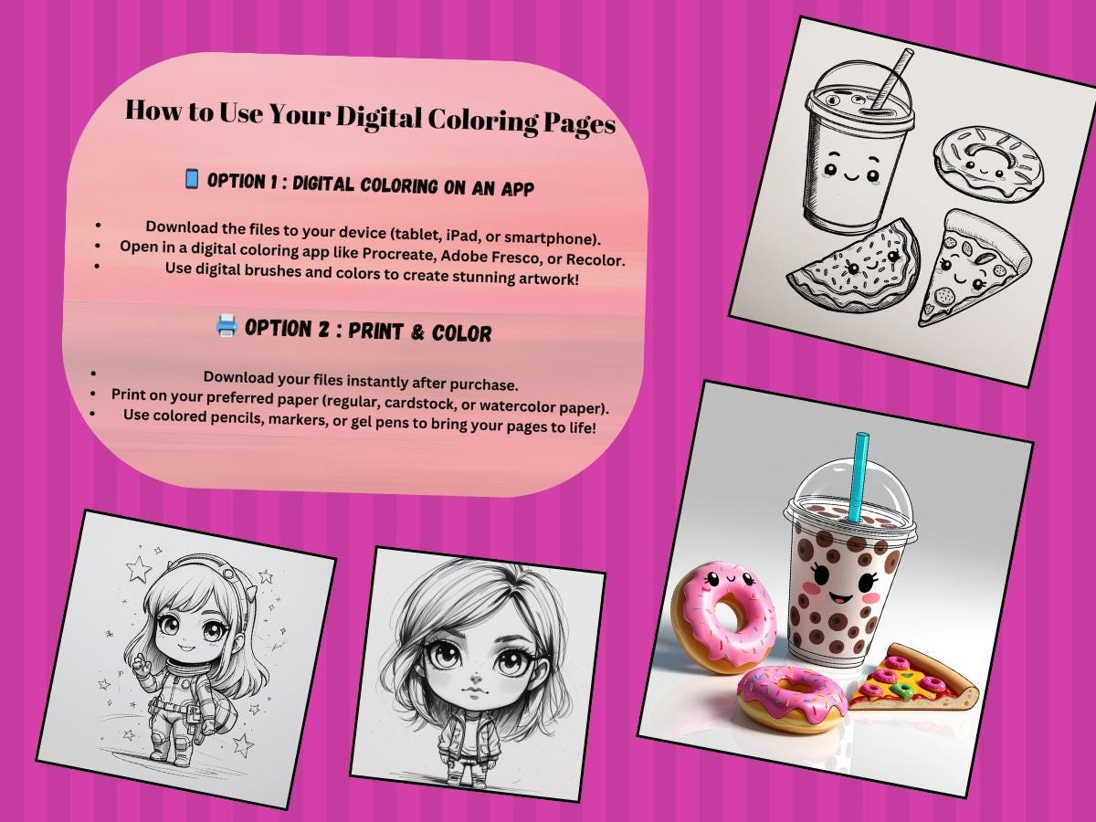 Kawaii Doodle Coloring Pages | Cute Aesthetic| 20 Fun Printable Sheets ...