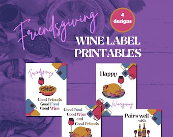 Friendsgiving Printable Wine Labels