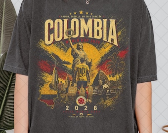 Comfort Colors Vintage Colombia Soccer World Cup 2026 T-Shirt, Gift For Women & Men Unisex T-Shirt