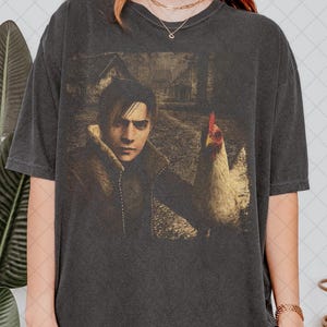 Comfort Colors Vintage Resident Evil 4 Leon & Chicken Shirt, Leon S. Kennedy Graphic Tee, Survival Horror Gamer Shirt, Retro Gaming T-Shirt