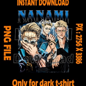 Kento Nanami TShirt Design, PNG Instant Download, Ready To Print DTG