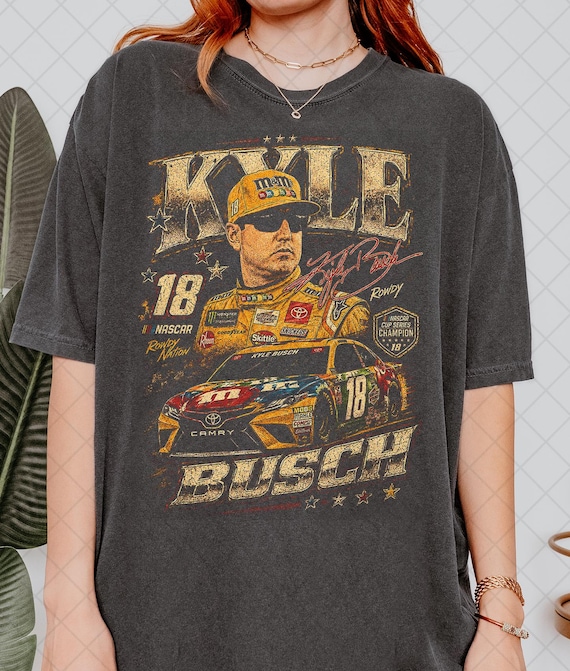 Comfort Colors Vintage Kyle Busch Shirt, 18 Racing Rowdy Busch Vintage Style Graphic Tee, Stock Car fan gift