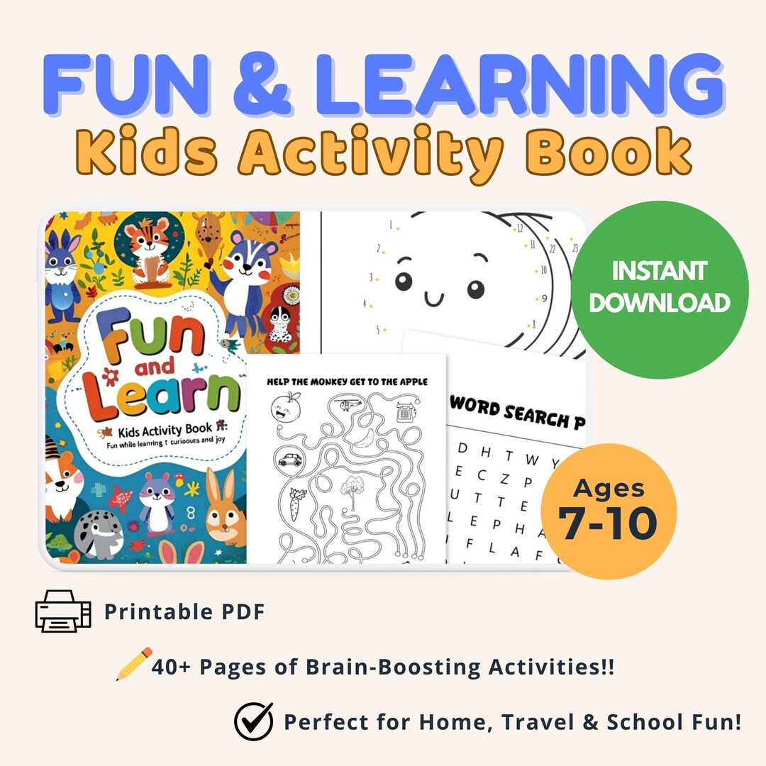 PRINTABLE Kids Activity Book | 40+ Fun Learning Worksheets | Mazes ...