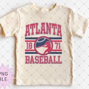Atlanta Baseball Png, Atlanta baseball png, Game Day Digital Download, Baseball png for tshirt, Vintage Baseball Sublimation