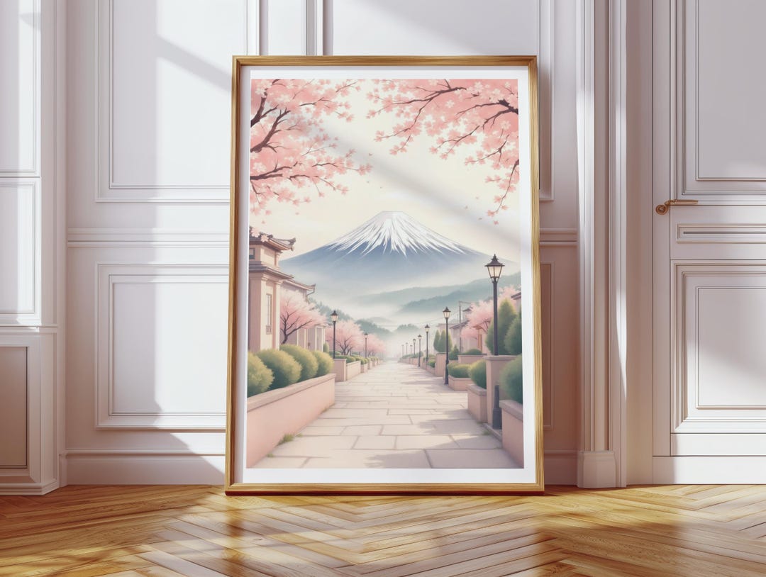 Mount Fuji Wall Art Digital Download, Japanese Cherry Blossom Print ...