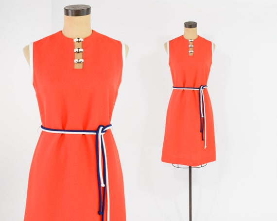 orange shift dress