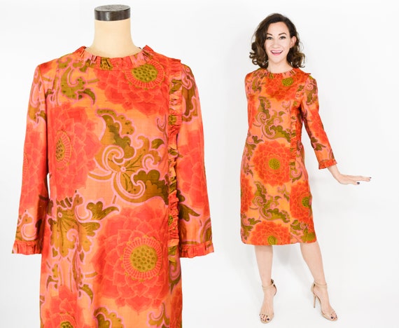 orange silk dress
