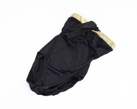 1990s Pierre Cardin Swimsuit | Strapless Black & G