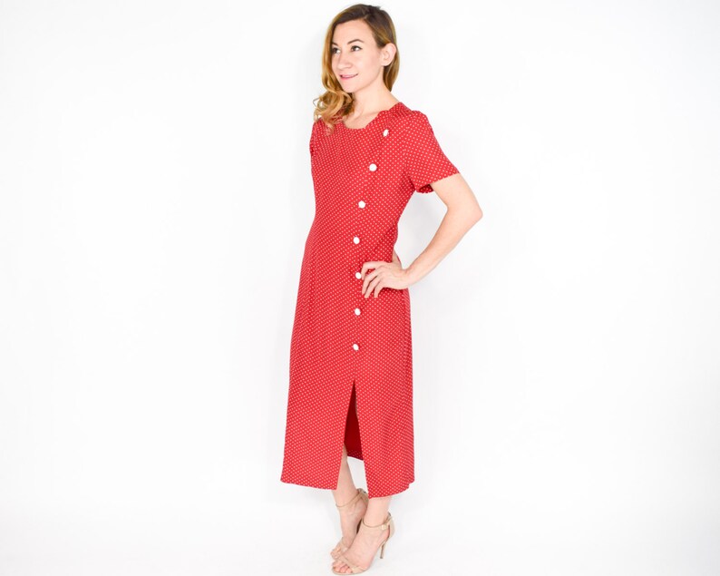 90s Red Maxi Dress Long Polka Dot Dress Small | Etsy