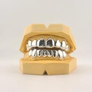 Custom Sterling Silver Grillz: Solid with Perm Cut, Free Mold Kit
