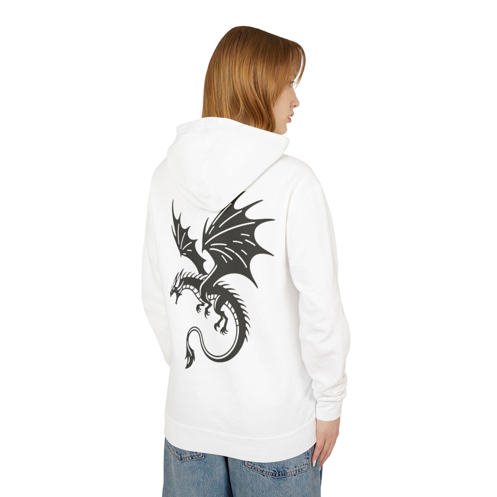 Rahat Ejder Desenli Hoodie, Dragon Pattern Sweatshirt, Lightweight Unisex Hooded Jumper, Cozy Pullover, Comfy Hooded Top