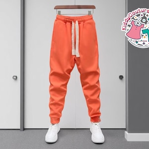 Men’s Loose Fit Joggers | Fashionable Cozy Sweatpants | Unisex Elastic Waist Pants | Casual Streetwear Idea | Spring Track Bottoms