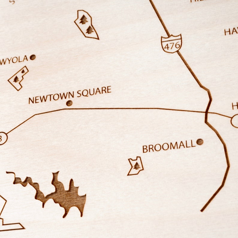 Philadelphia Main Line Map Customizable Engraved Wood Art | Etsy