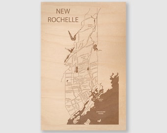 New Rochelle Map - City Wall Art - Customizable Gift - 12x8