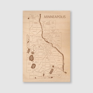 Minneapolis Map Art, Minneapolis Neighborhood Map, City Art Minneapolis, Wall Art Home, Realtor Gift For The Seller, Wood Map Wall Art