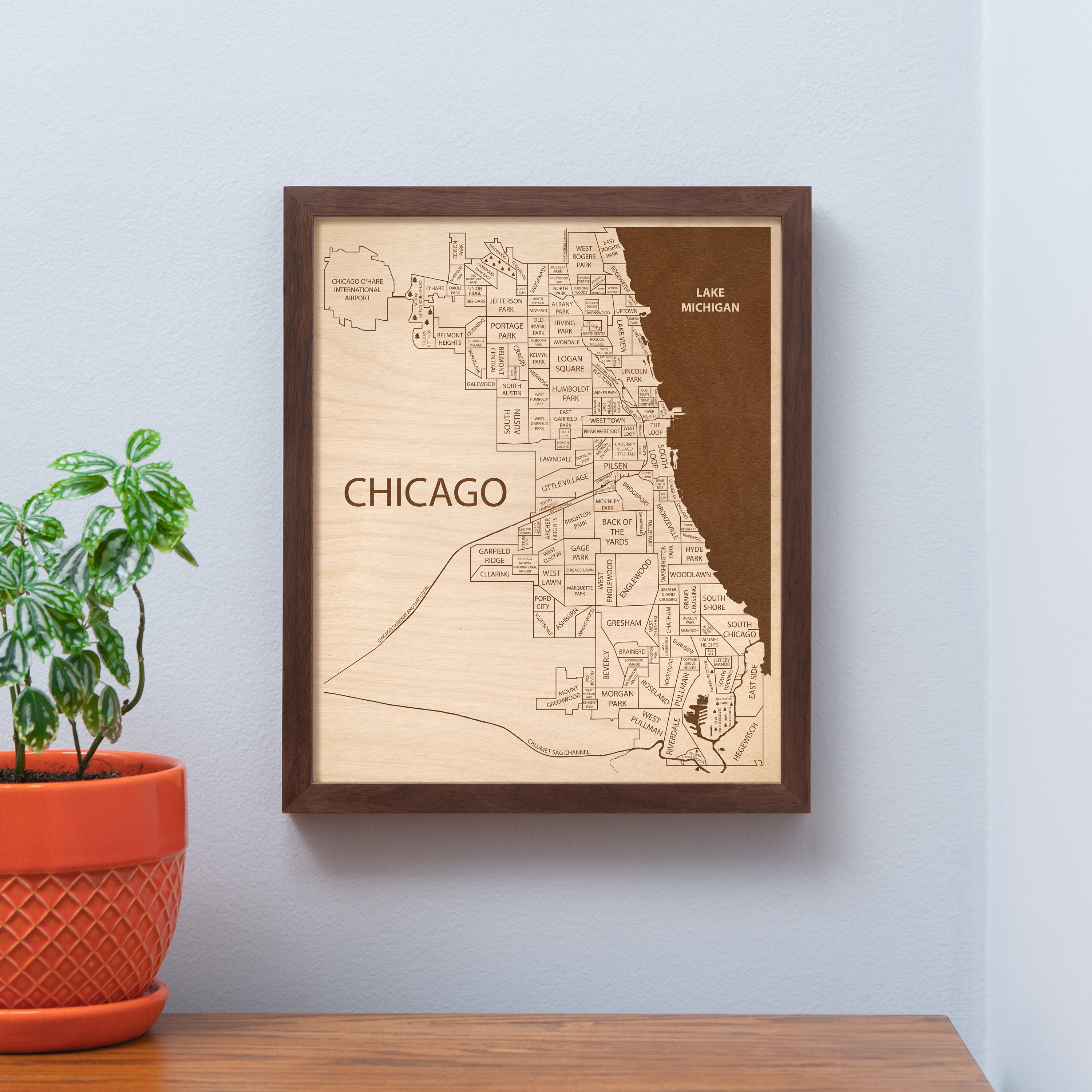 Chicago Map Wall Art Map of Chicago Neighborhoods Custom Map  Etsy