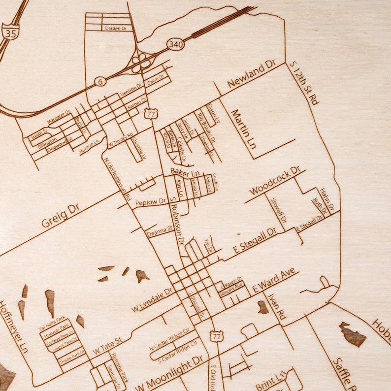 Robinson Texas Map Art Customizable 12x12 Etsy