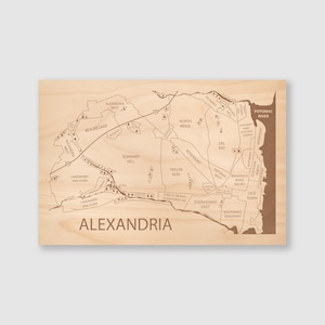 Alexandria Engraved Wood Map - Personalized Virginia Wall Art