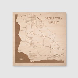 Santa Ynez Valley Map Art - Customizable - 12x12