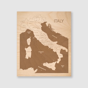 Italy Map Art, Customizable Laser Engraved Map, Italy Wedding Gift, Map of Italy, Wood Wall Hanging, Italy Gift Men, Housewarming Gift