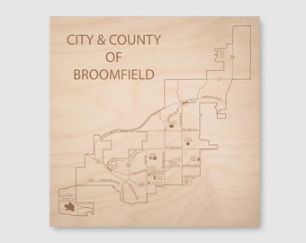 Broomfield Map - City Art Wall Hanging - Personalized Decor - Anniversary Gift - 12x12