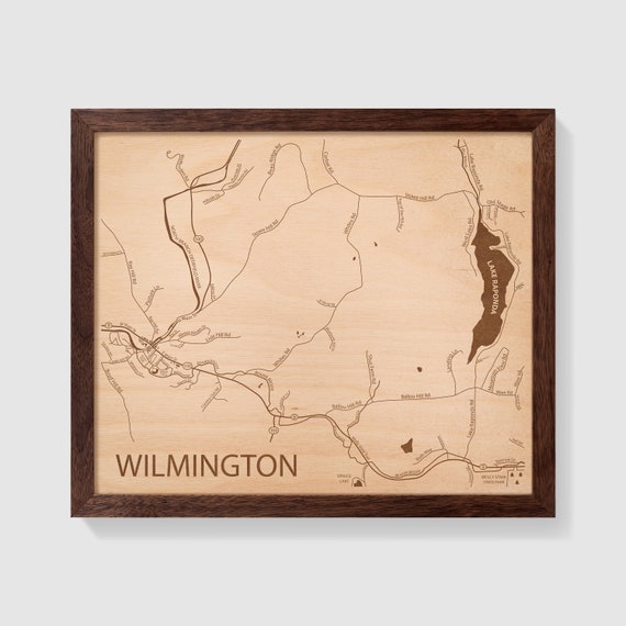 Wilmington Vermont Map Art Engraved Wood Map of Wilmington Etsy