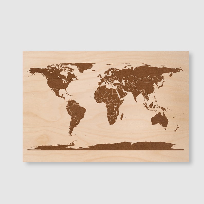 World Map Art, World Map With Countries, World Map Wood, World Map Wall Art, Map Of The World, Custom World Map, Personalized World Map 12x18 Unframed