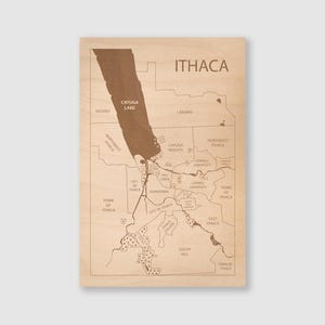 Ithaca New York Engraved Wood Map, Cornell and Ithaca College Graduation Gift