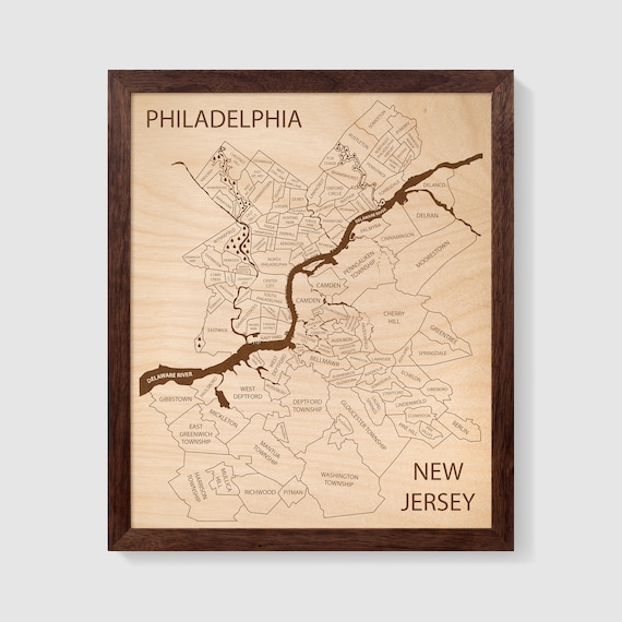 Philadelphia/new Jersey Map Philadelphia Pennsylvania | Etsy