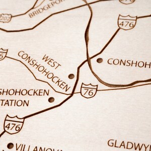 Philadelphia Main Line Map, Customizable Engraved Wood Art, New Home ...