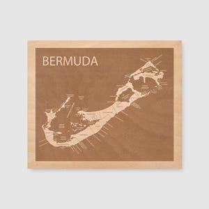 Bermuda Map, Wall Art Map Wood, Bermuda Wedding, Personalized Gift For Women, Anniversary Gift for Husband, Personalized Wedding Bermuda Art