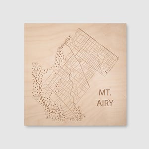 Mt Airy Philadelphia Map Art, Engraved Wood Map, Philadelphia Art Framed, Neighborhood Map, Retirement Gift, New Home Gift Ready to Hang