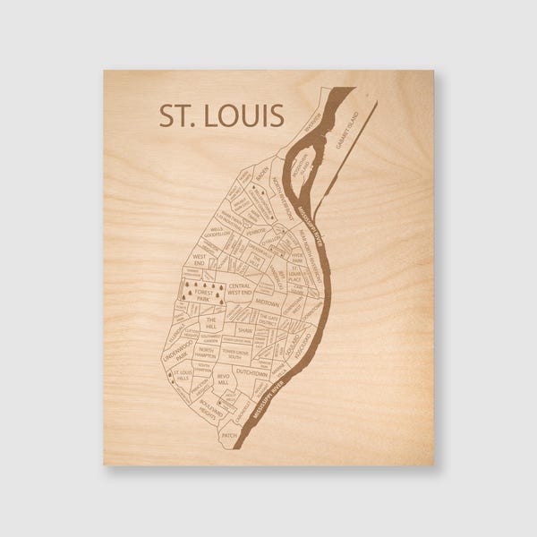 St. Louis Engraved Wood Map - Customizable City Art - New Home Gift