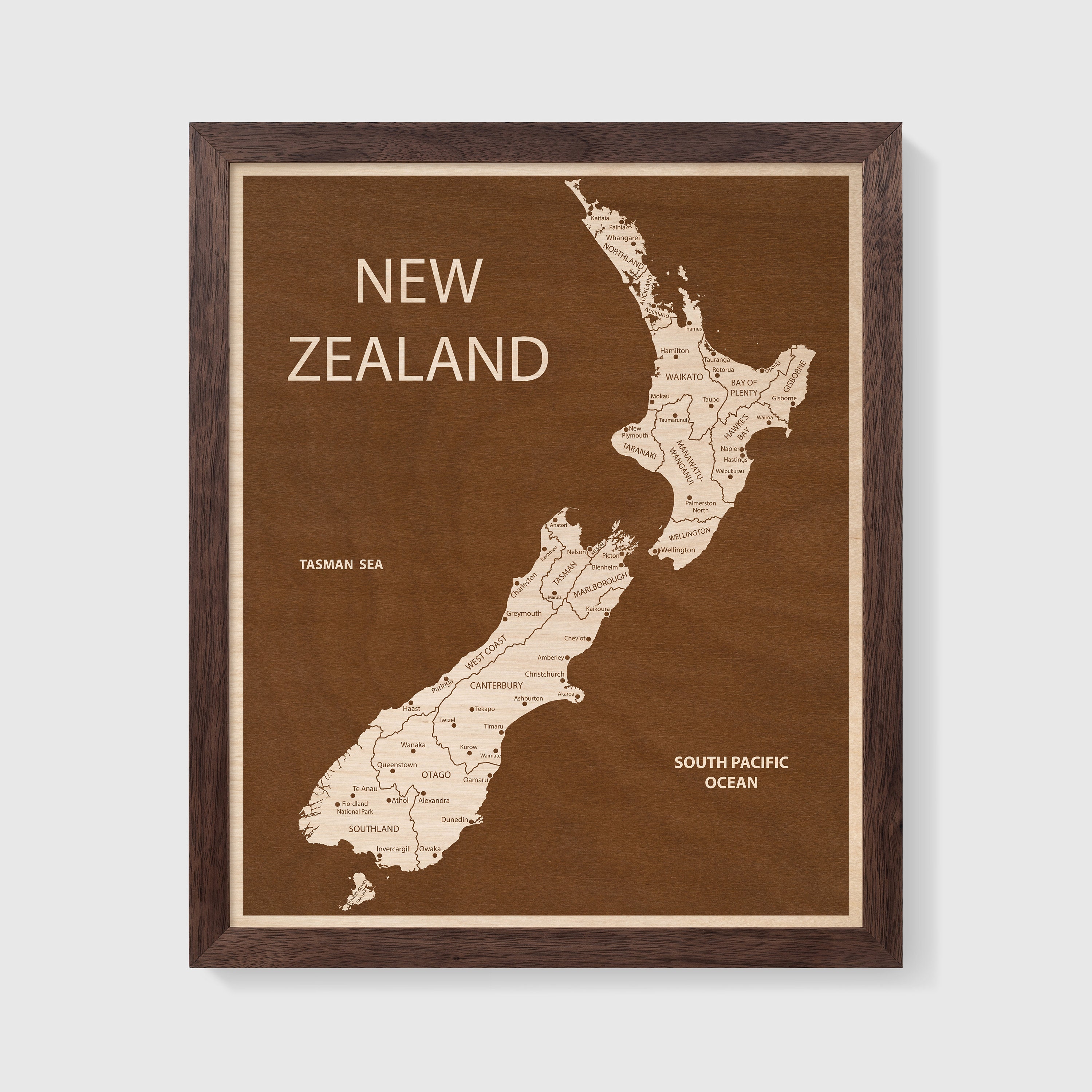 New Zealand Art Map of New Zealand Map Wall Hanging Laser Etsy