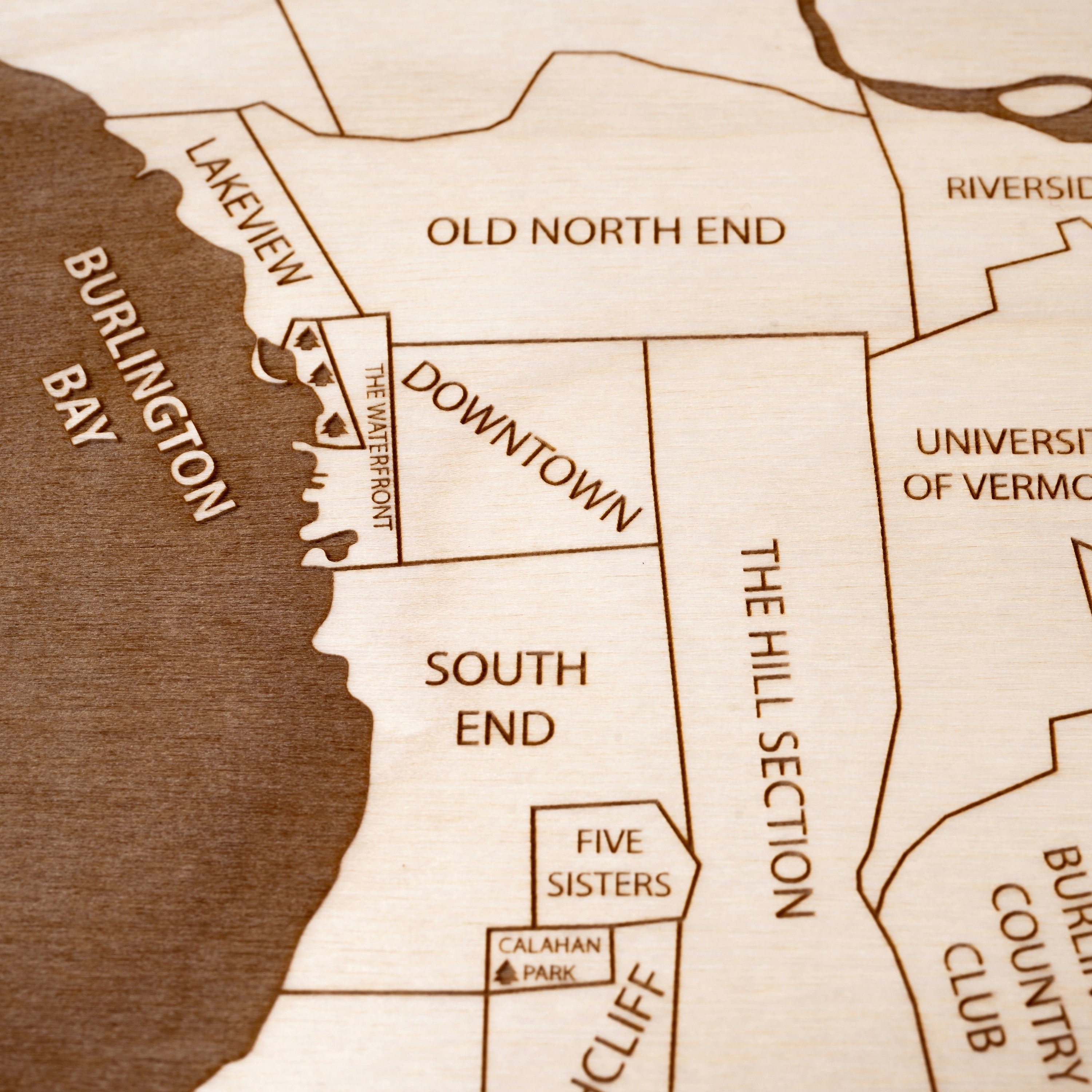 Burlington VT Map Burlington Vermont Neighborhood Map Wood | Etsy