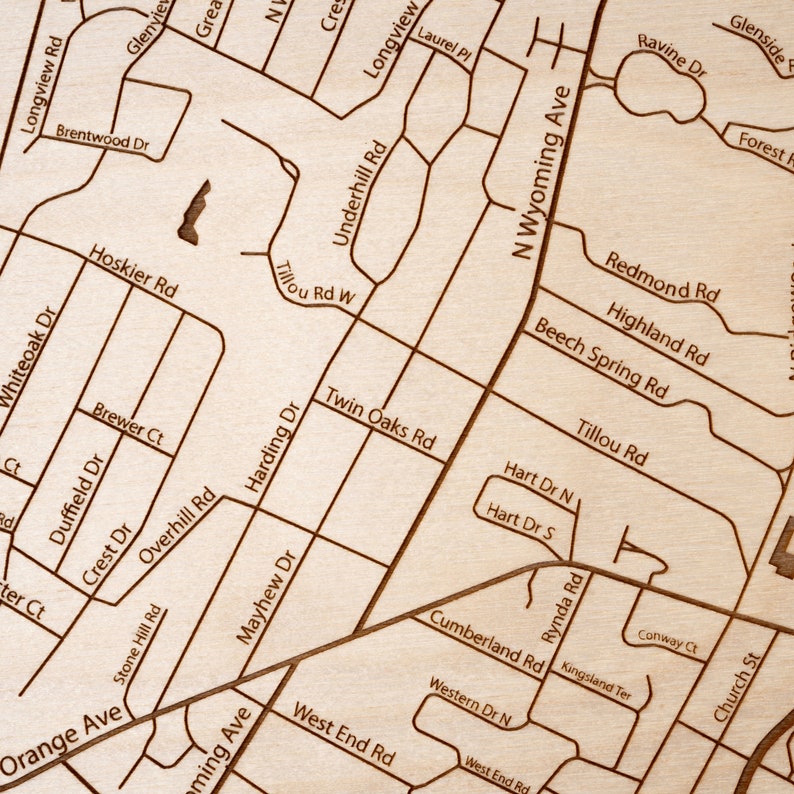 South Orange Map New Jersey Engraved Wood Map Ready to  Etsy
