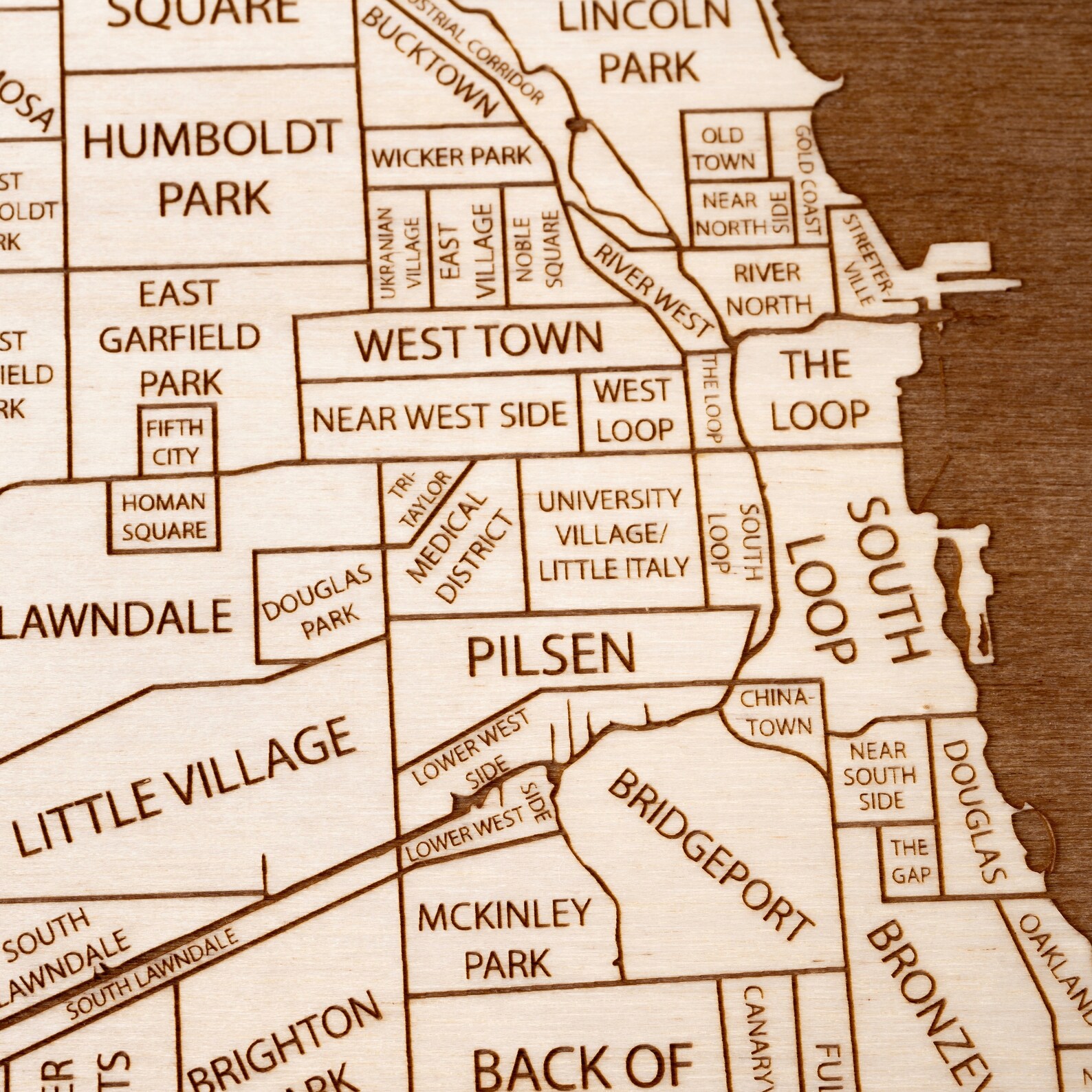 Chicago Map Wall Art Map of Chicago Neighborhoods Custom Map Etsy