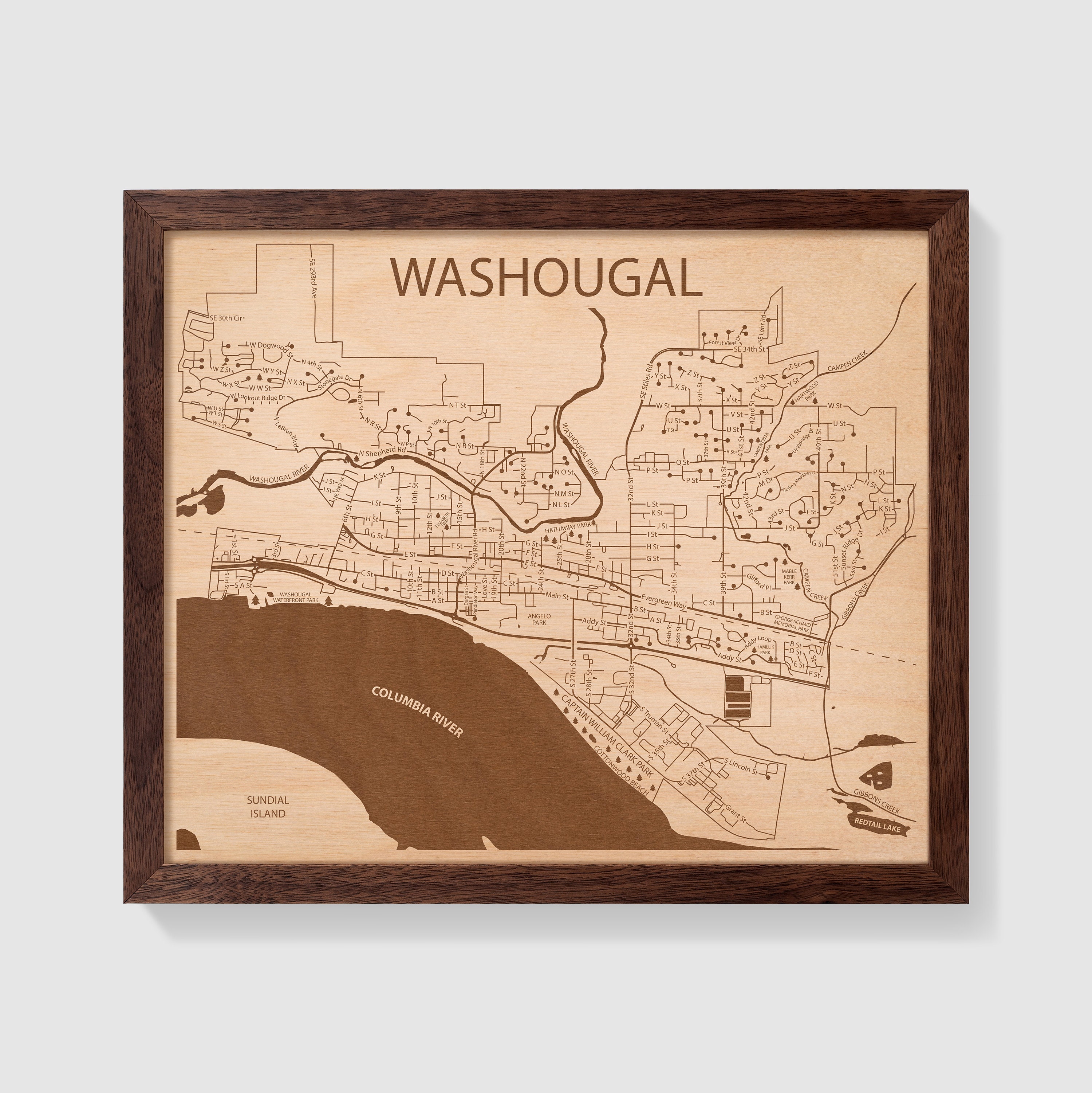 Washougal Washington Engraved Wood Map Personalized New Home Etsy