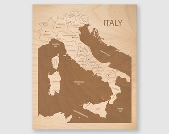 Italy Map Art, Customizable Laser Engraved Map, Italy Wedding Gift, Map of Italy, Wood Wall Hanging, Italy Gift Men, Housewarming Gift