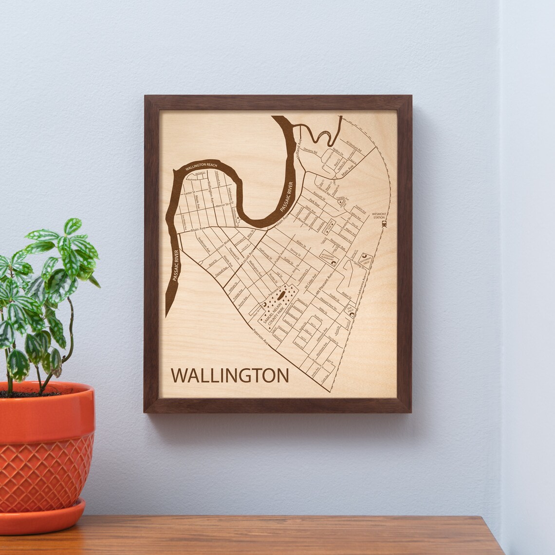 Wallington Map Art New Jersey Wall Art Small Town Art | Etsy