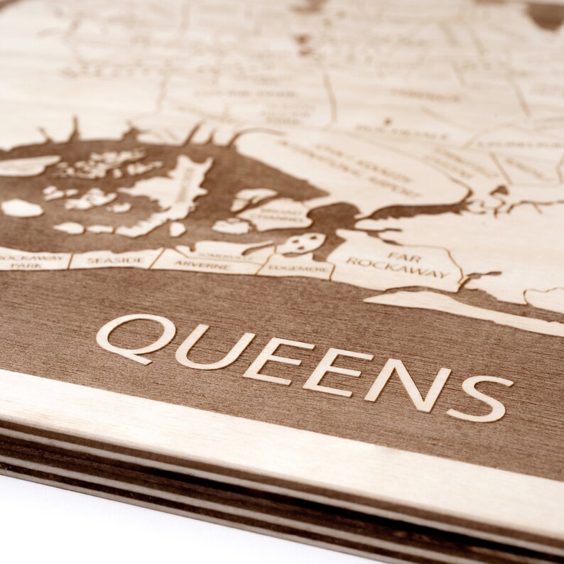 Queens NY Map Queens Neighborhood Map Queens Wall Art Decor Etsy