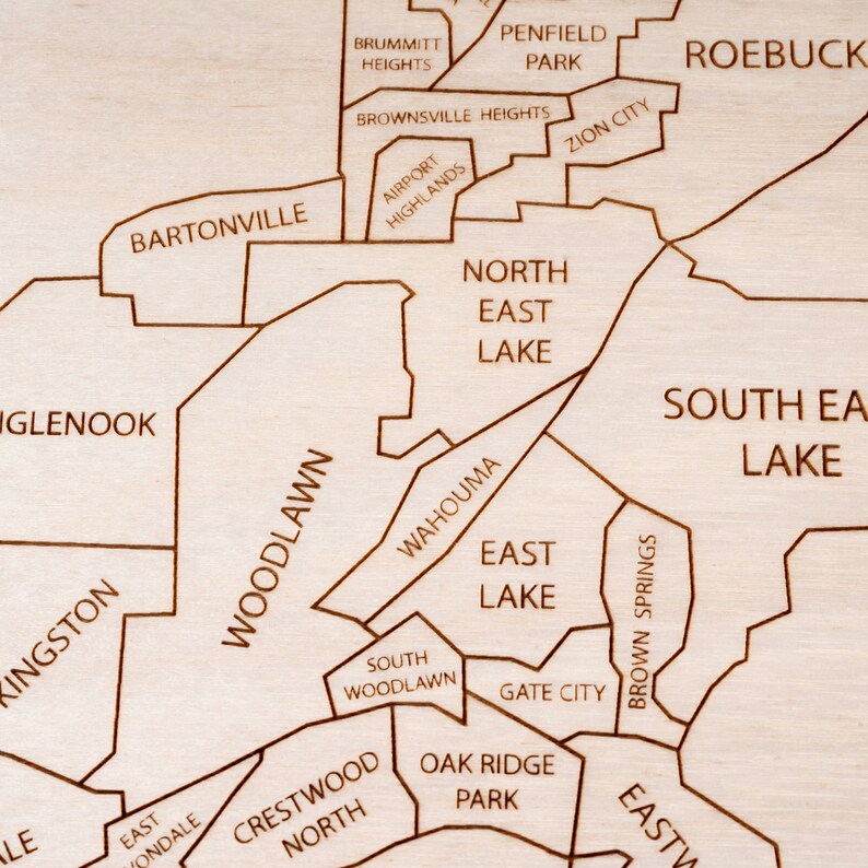 Birmingham Map Neighborhood City Art of Birmingham Alabama  Etsy