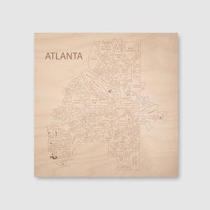 Atlanta Map Wall Art, Atlanta Wall Art Neighborhoods, City Art Atlanta Georgia, Atlanta Gifts for Guys, Custom Gift For Girlfriend