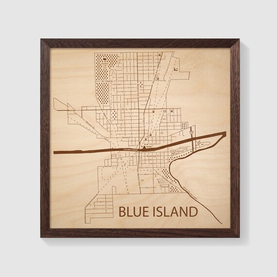 Blue Island Illinois Map Blue Island Illinois Map City Map Framed Map Of City Custom | Etsy Canada