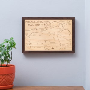 Philadelphia Main Line Map, Customizable Engraved Wood Art, New Home ...